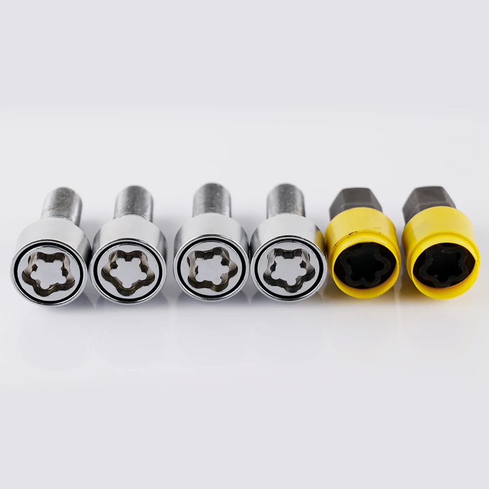 4+2 M14X1.5 Anti-theft Security Steel Wheel Lock Locking Bolts 28mm Shank Fit VW/Golf For Jetta/Beetle/Passat/Audi