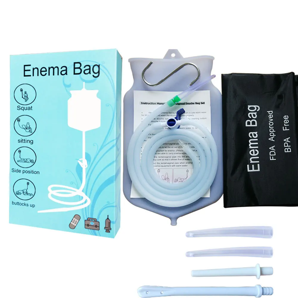 1PC 2L Bidet Hot Water Bottle Silicone Rubber Household Enema Bag Enema Bucket Rinser