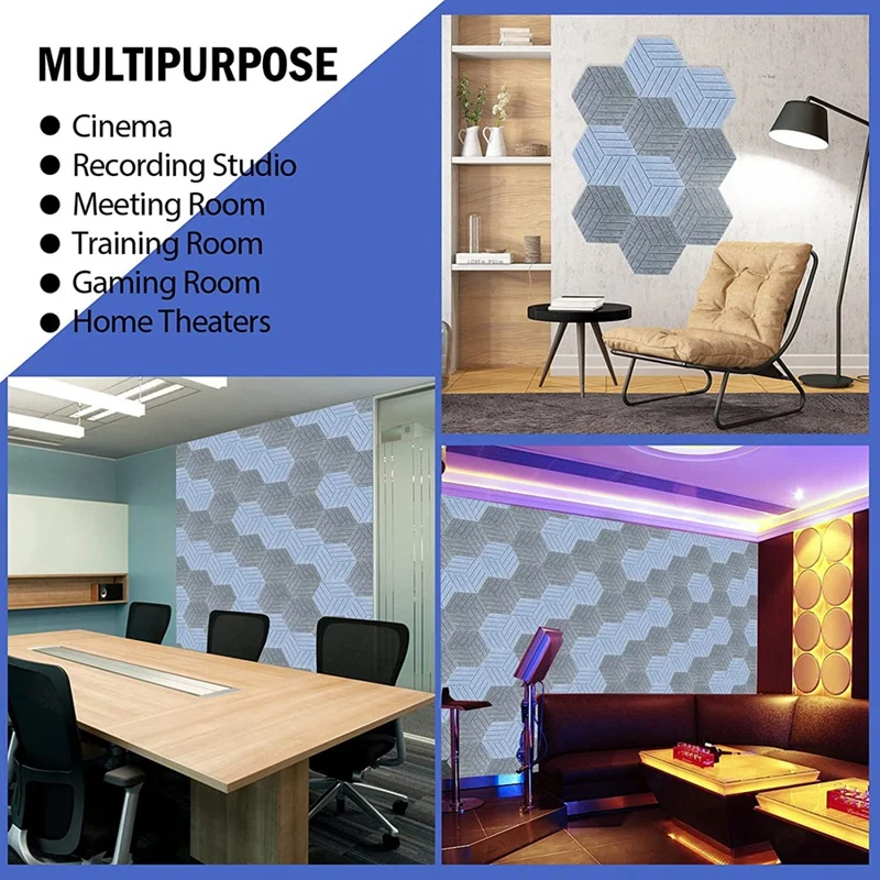 Sound Proof Panels Hexagon Self-Adhesive,12 Pcs Acoustic Panel, Sound Dampening Panel For Studio Office Home