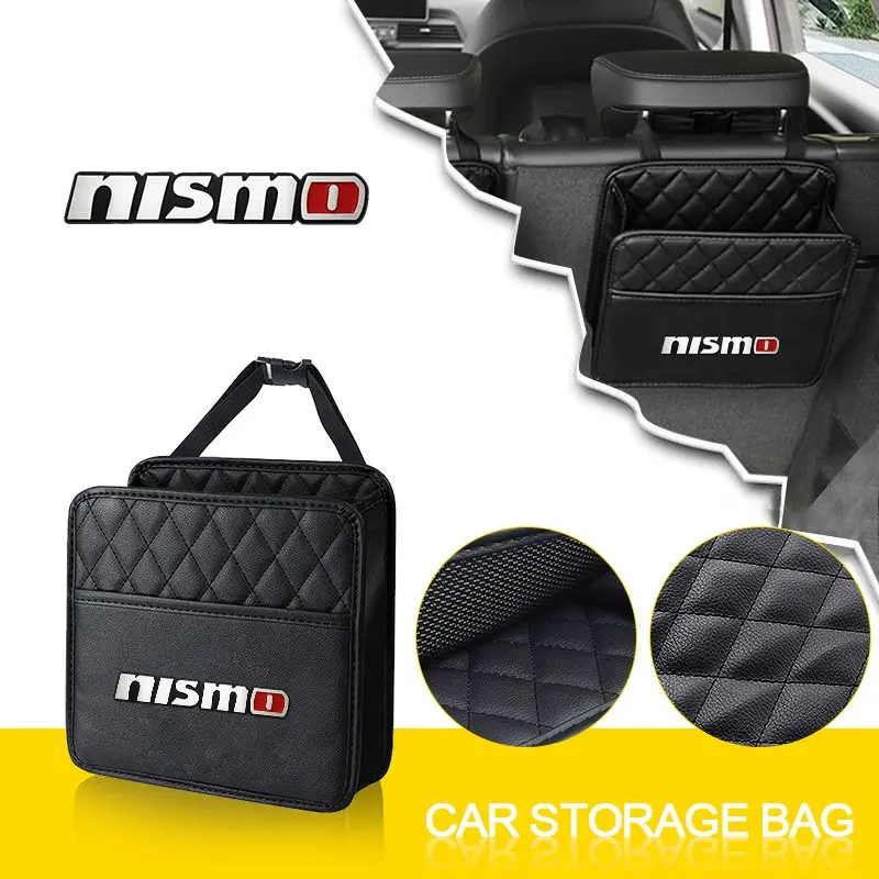 Car Seat Back tissue Box Auto Sunshade Armrest Box Paper Bag For Nismo Logo Emblem R34 GTR Nissan Tiida Sylphy Teana X Trail