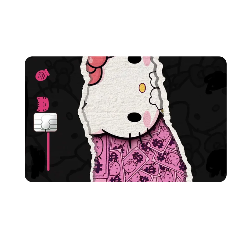 

Cartoon Figure Hello Kitty Card Sticker Kawaii Girl Credit Bank Card School Bus Subway Documents Decorate Patch Tags Paster Gift