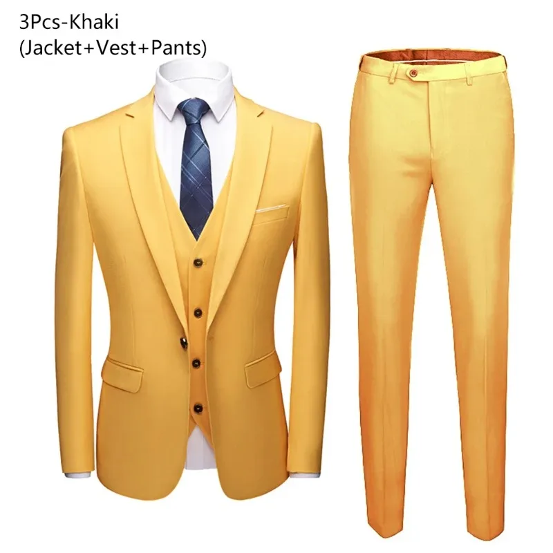 

New Business Suit Men's Suit Three Piece Set, British Slim Fit Wedding Dress, Multi-color Large Size Set, Best Man Suit