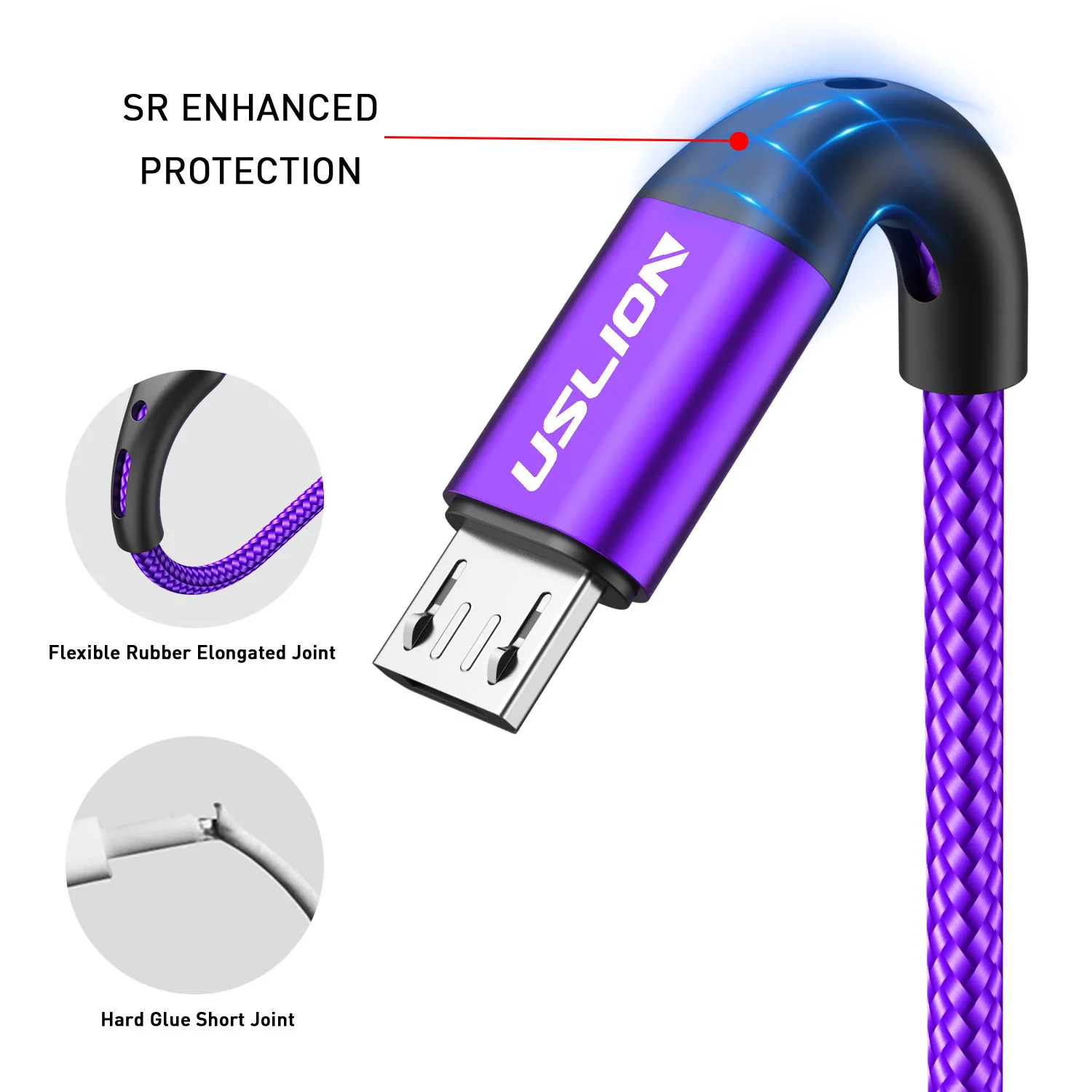 USLION 3A Fast Charging Micro USB Cable Fast Charge USB Data Cable Cord for Xiaomi Redmi Android Cell Phone Micro usb Data Line