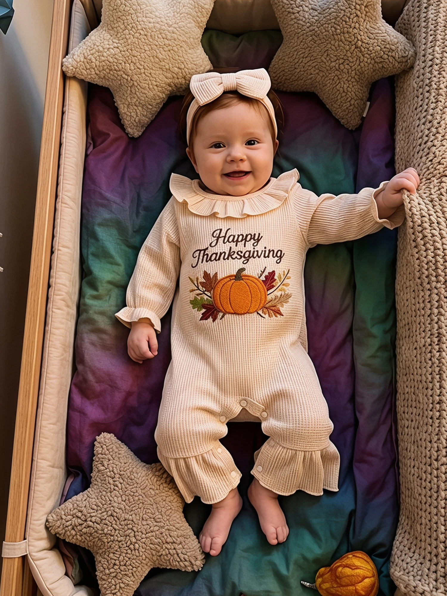 2 Infant Girl Pcs Infant Girl 2 Pcs Infant Thanksgiving Sleeve Romper Romper- Long Sleeve Latest 2 Pcs Infant