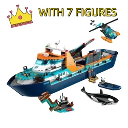 City Ocean Exploration Polar Sea Ship Set Building Blocks Marine Organism Boat Bricks 60368 Model Boys Assembly Toys Kids Gifts