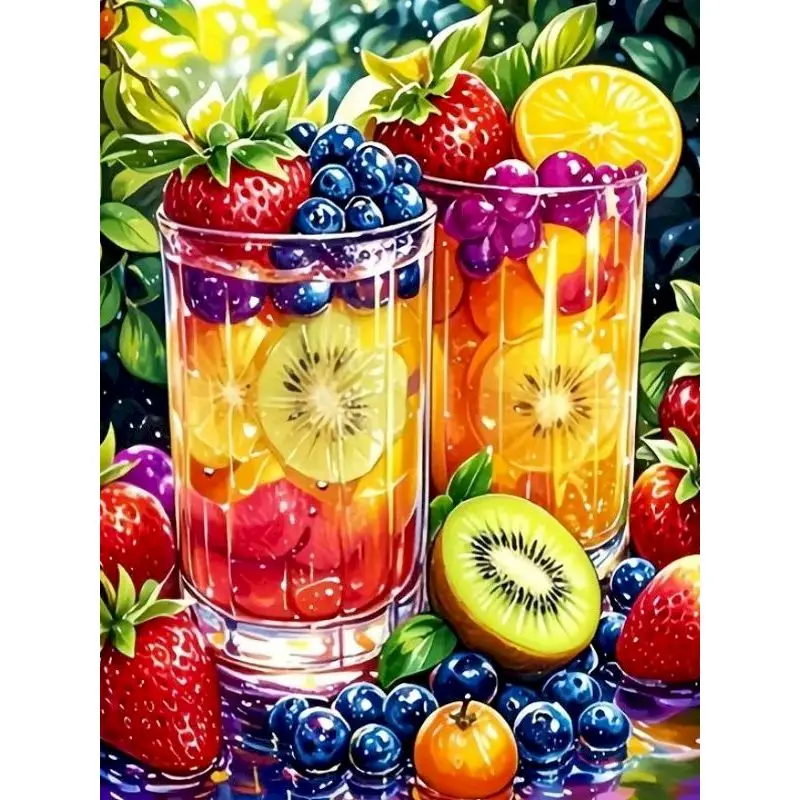 

CHENISTORY Picture Painting by numbers Handpainted Paint for painting Fruit Infusion Drinks DIY Paint by numbers Unique gift Hom