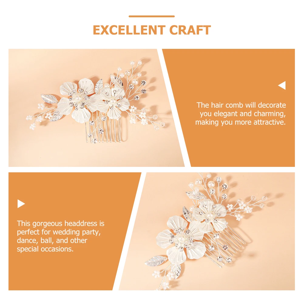 

Elegant Flower Rhinestone Pearl Hair Comb Bride Wedding Headdress Bridal Headpieces Decorative Hairpin For Party Dance Ball