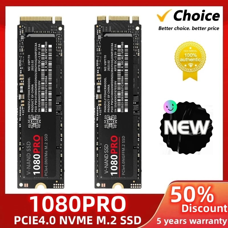 

New 1080 PRO PCIe 5.0 NVMe 4.0 M.2 2280 1TB 2TB 4TB SSD Internal Solid State Hard Drive For Laptop Desktop MLC PC PS5 Computer