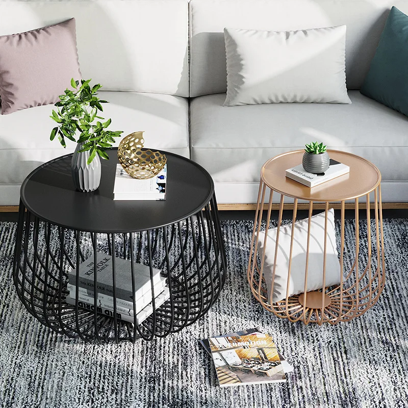 Cute Cheap Side Table Metal Round Transparent Floor Glass Small Coffee Tables Modern Design Mesa Entrance Hall Furniture