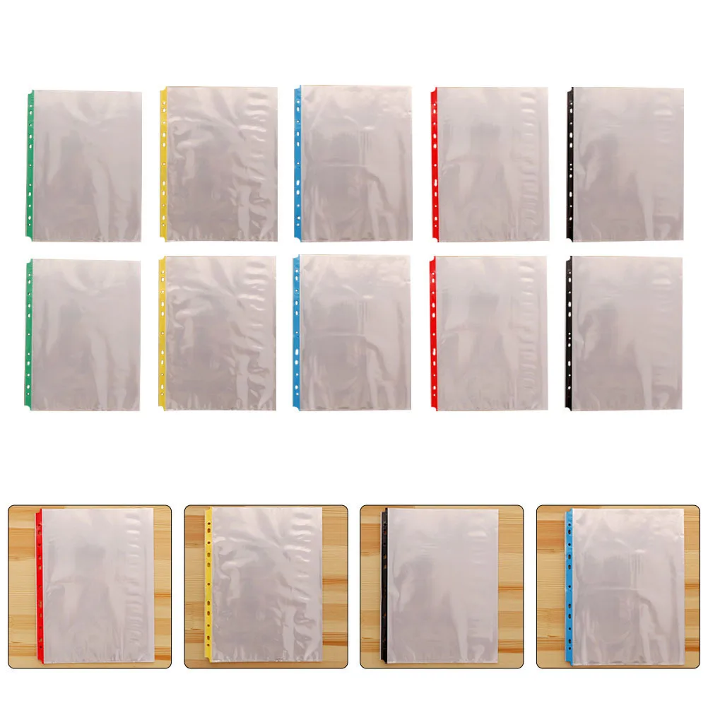 100pcs Clear Sheet For 11 Hole Binders Page Protectors A4 Document Protectors Loading Binder Sleeves See Through