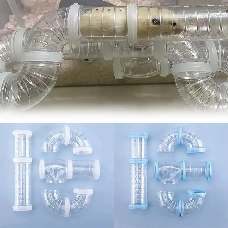 Tubos de túnel para hámster, tubos de túnel para hámster que pueden montar al azar, tuberías de diseño de paisaje DIY, accesorios para hámster, soporte de tubería