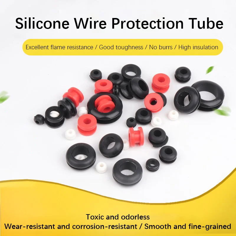 100pcs Widened Slot Raised Silicone Double-Sided Cable Wire Protection Grommet, Heat & Cold Resistant Rubber Guide Seal Gasket