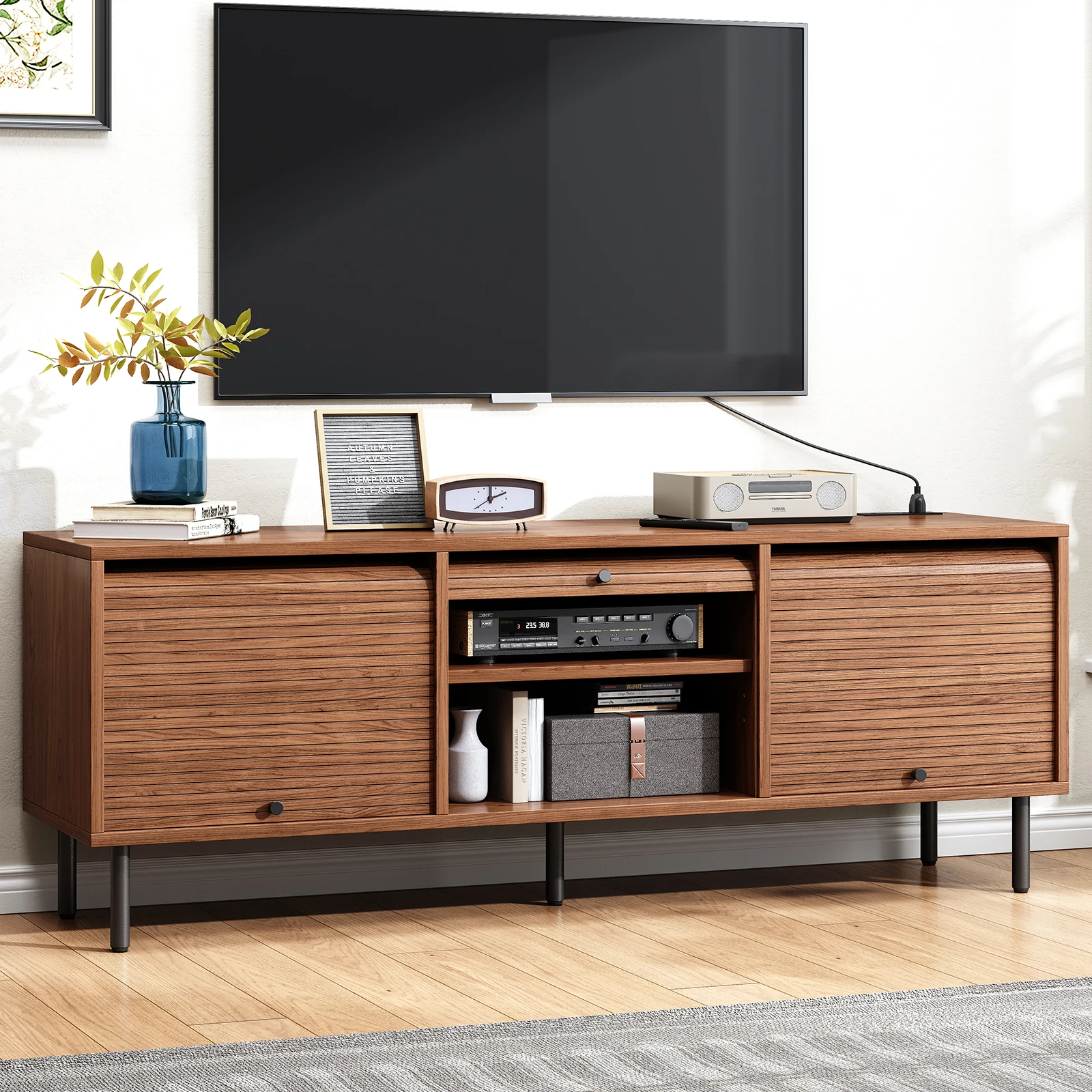 TV Stand with Power Outlet, Entertainment Center for TVs up to 60 / 70