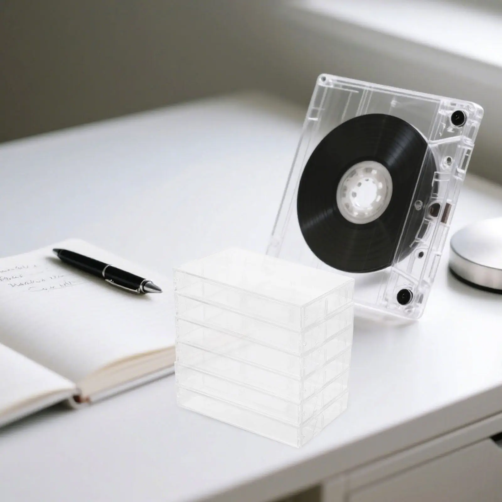 20Pcs Magnetic Closure Clear Cassette Tape Case Plastic Audio Cassette Storage Box Dustproof Holder for Music Collection Display