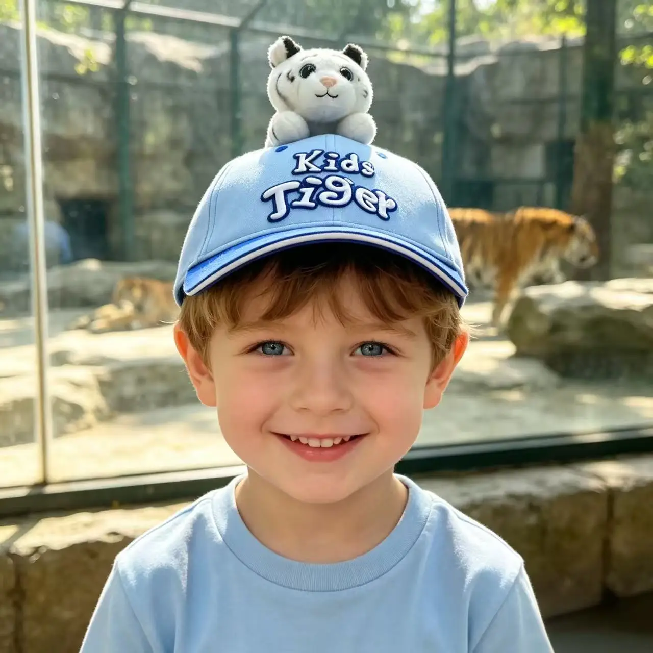 Kids 3D White Tiger Plush Baseball Cap Cartoon Embroidery Sun Protection Hat Outdoor Travel Amusement Park Visor Caps For Gift