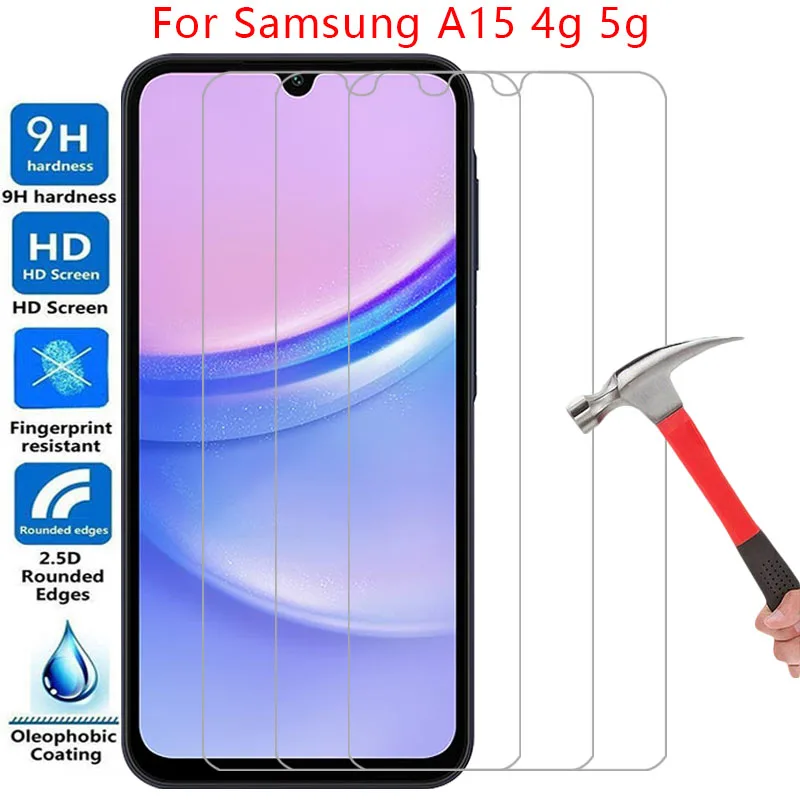 phone case for samsung galaxy a15 4g 5g tempered glass on samsunga15 galaxya15 a 15 15a back cover 360 galxy glaxy galax a15case