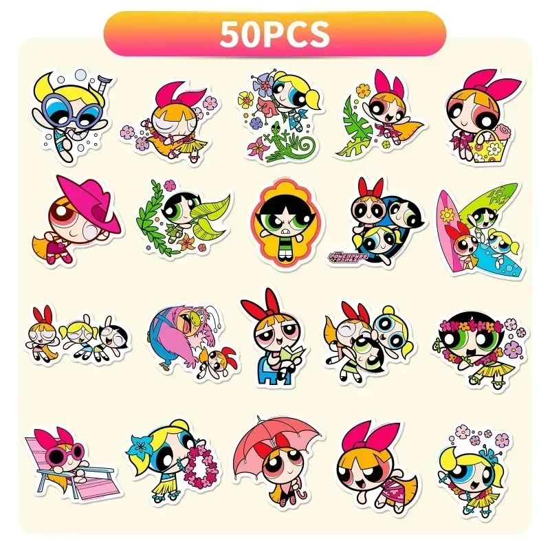 The Powerpuff Girls Animation Graffiti Stickers 10/30/50Pcs Children\'s gift Phone/Laptop/Car Waterproof Stickers DIY decorative