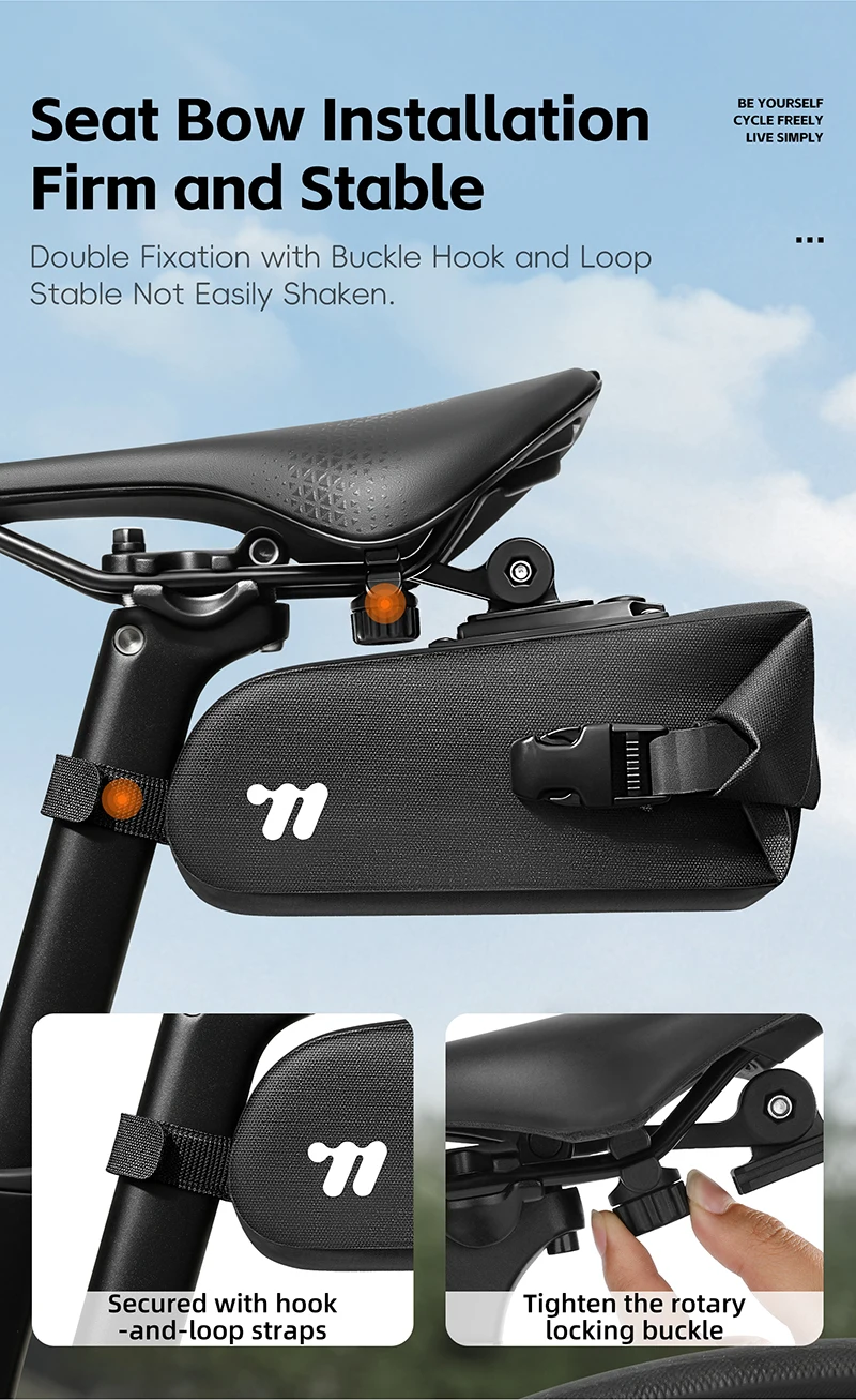 WEST BIKING Fahrradsatteltasche, wasserdicht, Schnellverschluss, Fahrrad-Hecktasche, 3D-Fahrradaufbewahrungstasche, reflektierend, für Rennrad, MTB, Gravel – Detail 6