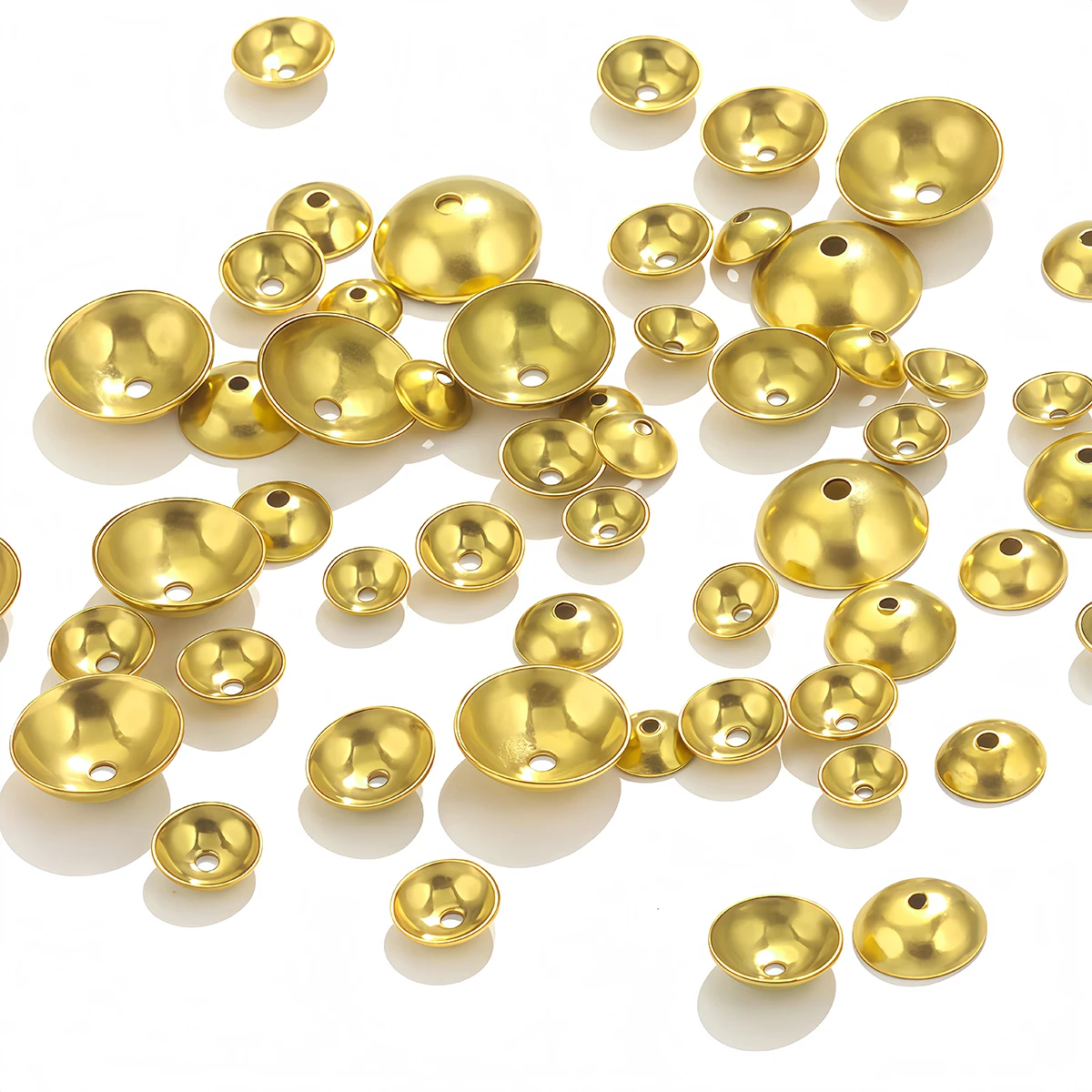 100-200 Stück 3-10mm Goldfarbene Edelstahl-Rundperlenkappen, Abstandsperlen-Verbinder für DIY-Halsketten-Schmuckherstellungszubehör – Detail 3