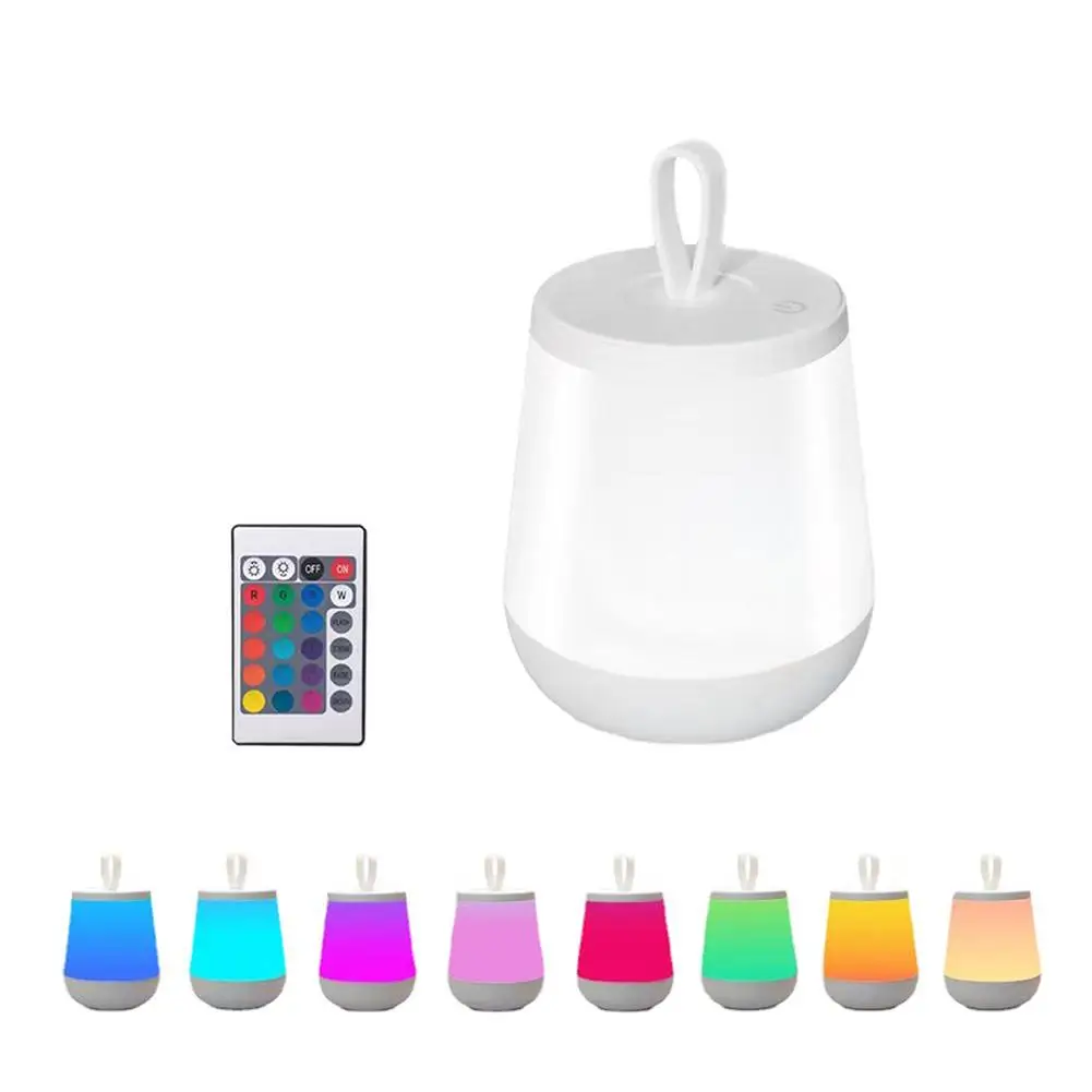 Luz Nocturna Led Rgb de 16 colores, lámpara recargable con brillo ajustable, Control remoto, táctil, para acampar, con mango