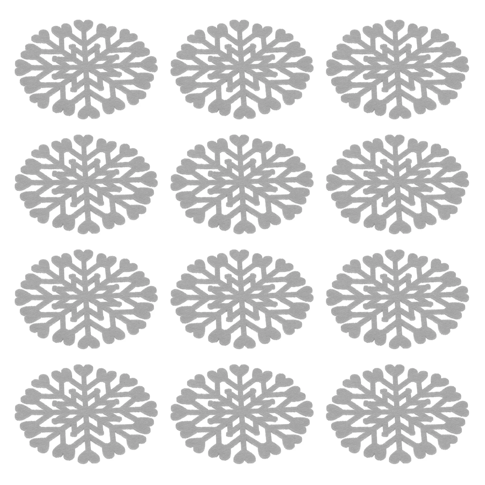 

12Pcs Christmas Cup Coasters Felt Snowflake Design for Table Protection Non-Skid Mug Mat Home Party Decoration