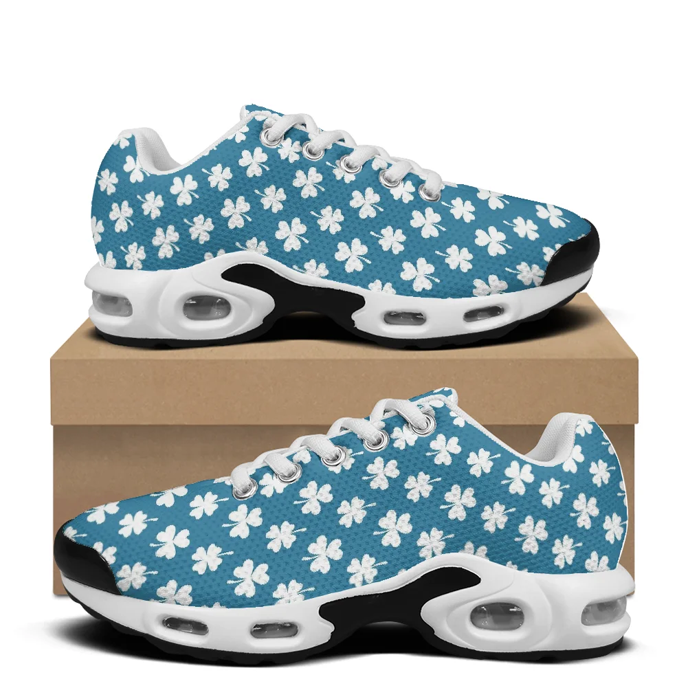 

Blue four-leaf clover print casual air-cushioned shoes breathable mesh upper suitable for both men and women
