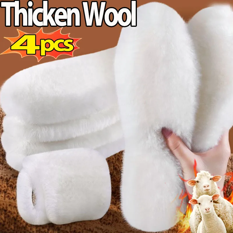 2/4pcs Thicken Wool Heating Insole New Odorproof Warm Winter Snow Boots Insoles AbsorbSweat Breathable Sport Insole Men Women image 2