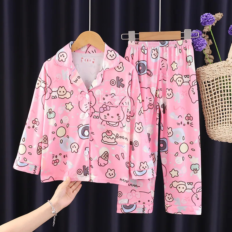 Spring And Summer Children's  Pajamas Girls' And Boys' Spring And Autumn Suits Children's Home Suit Girls' Air Conditioning Suit