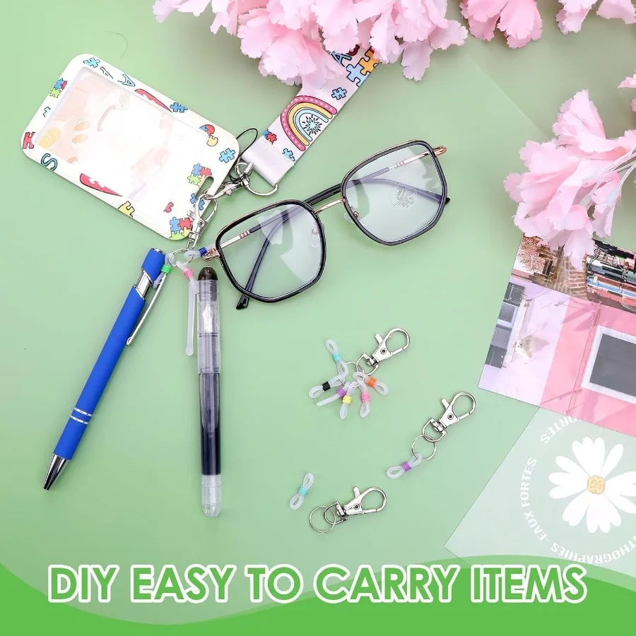 20 حزمة حامل قلم للحبل قابل للسحب شارة بكرة الملحقات مقاطع سيليكون ملونة مع المشابك جراد البحر مقاطع القلم الصغيرة fo