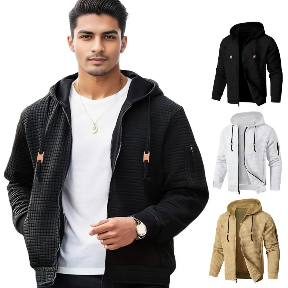 New Men's Sports Fitness Casual Sweatshirt Cardigan Hooded Jackets Cardigan Hooded Sweatshirts Baseball Waffle Jacket Outerwear