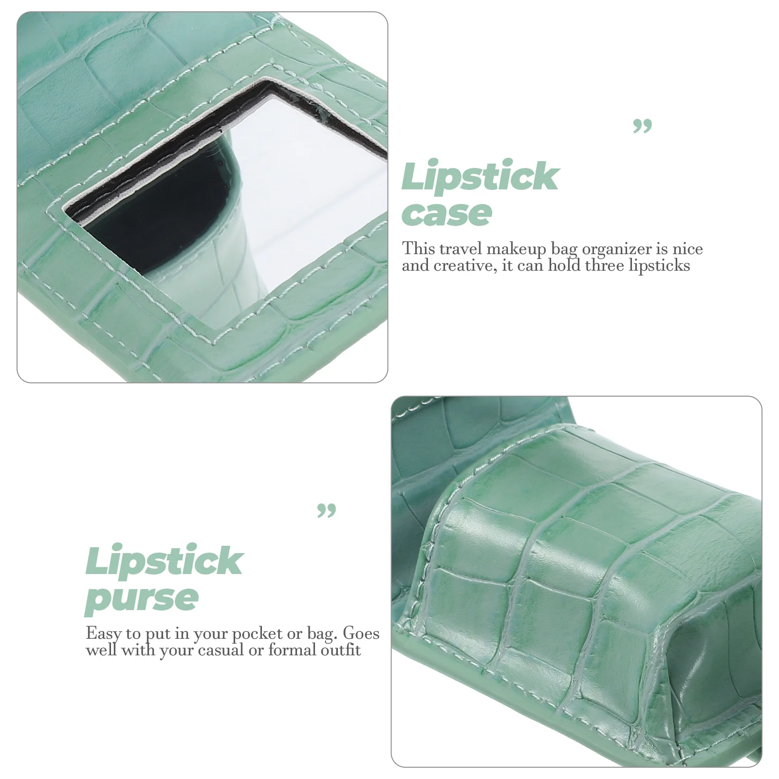 

Stylish Small Lipstick Case With Mirror Portable Makeup Bag Pouch Organizer Travel Storage Container