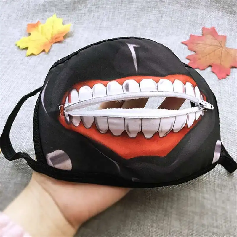 Tokyo Ghoul Kaneki Ken Maschera Maschere per il viso Cosplay Anime Maschere antipolvere con cerniera Puntelli