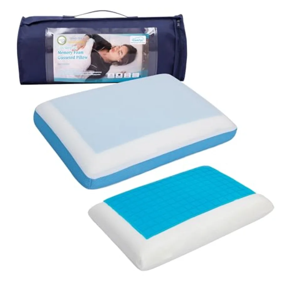 

Cervical Pillow Cooling Orthopedic Memory Foam Pillows for Back Stomach Side Sleeper - Sleeping Travel Neck Gusseted Bed Pillow