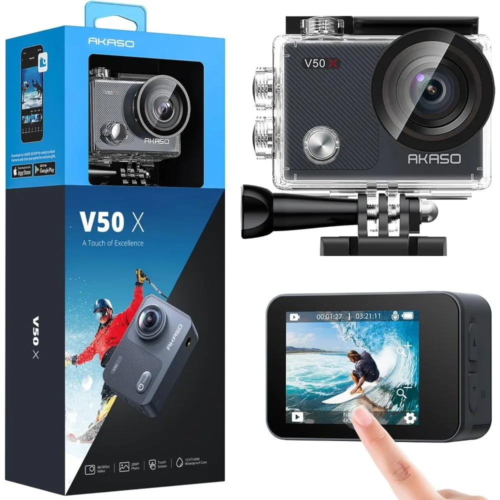 

Native 4K30fps WiFi Action Camera with EIS Touch Screen 4X Zoom 131 feet Waterproof Camera Support External Mic Remote Control