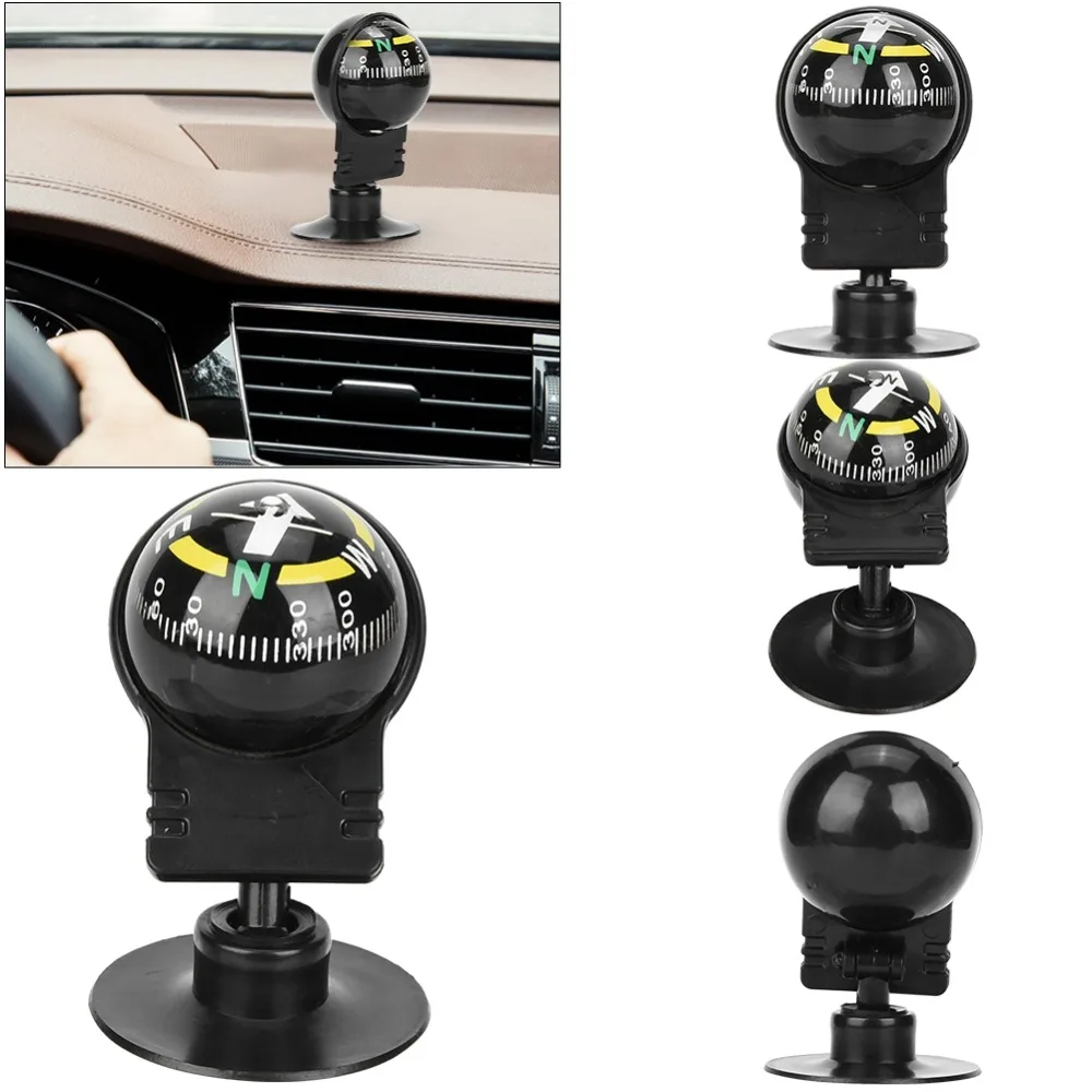 2 Pcs Durable Suction Cup Moun Car Compass Ball Adjustable Black Navigation Guide Ball Dashboard Compass Car Dashboard