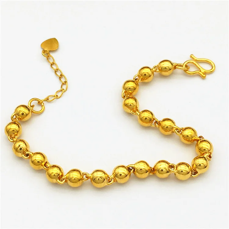 Fashion Luxury Imitation Gold Transfer Beads Bracelet Men's and Women's European Currency Gold Long term Color free Jewelry