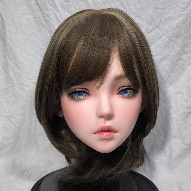 Dostosowane kobiece słodka dziewczyna żywica pół głowy lub Kigurumi BJD oczy Crossdress Cosplay japońskie anime maska ​​rolowa i peruki