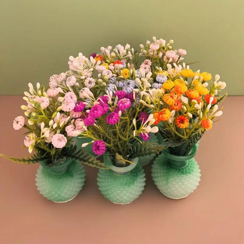 

●1Pcs 1:12 Dollhouse Simulation Vase Flower Outdoor DIY Accessories Miniature Resin Colorful Floral Plants Potted Model