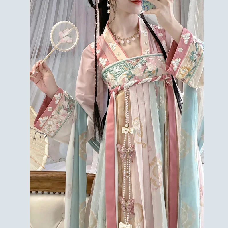 Women Chinese Traditional Hanfu Costume Lady Tang Suit Princess Dress Embroidery Ancient Folk Dance Carnival Cosplay Costume