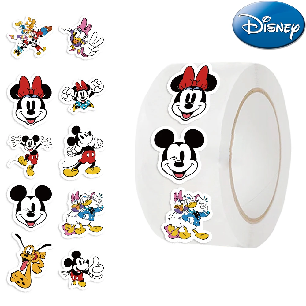 

500pcs/Roll Cute Cartoon Mickey Mouse Sealing Stickers Disney Anime Decoration Decals Kid Reward Gift Toys DIY Suitcase Notebook