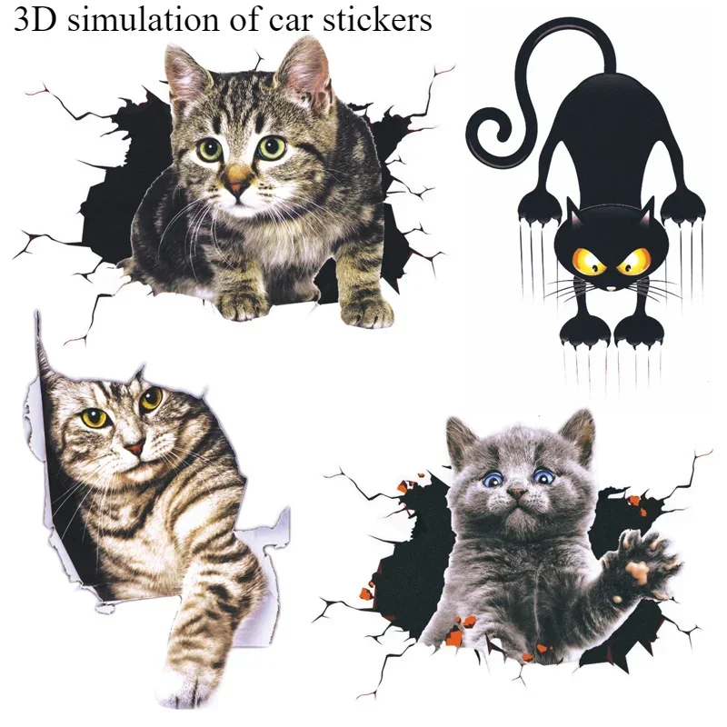 3D Simulation of Cute Cats Peeking Peering Car Sticker Creative Funny Vinyl Decal Decoration Accessories Waterproof Car Sticker
