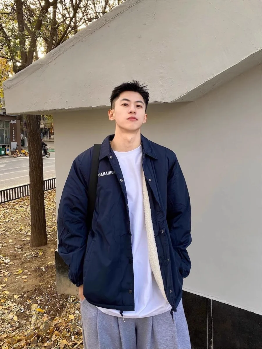 

Autumn Winter Thiened Lamb Velvet Loose Jaet ex Basic Cotton Outerwear Youth Faion Warm Long Sve Coat