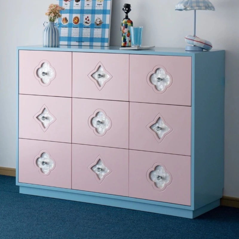 

Cream wind light luxury shell bucket cabinet Korean guest dining room locker small apartment bedroom bedside storage cabinet