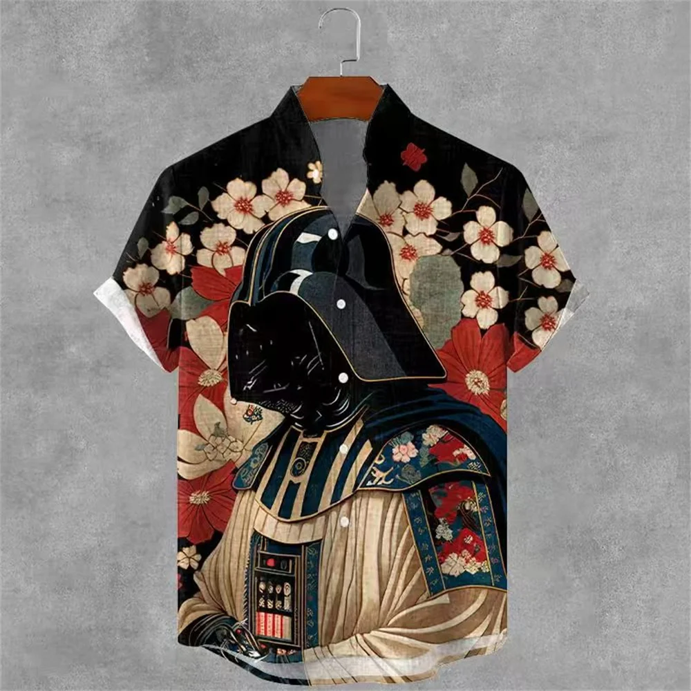 Men's shirt printed lapel summer short-sleeved Hawaiian simple new daily vacation breathable casual comfortable shirt