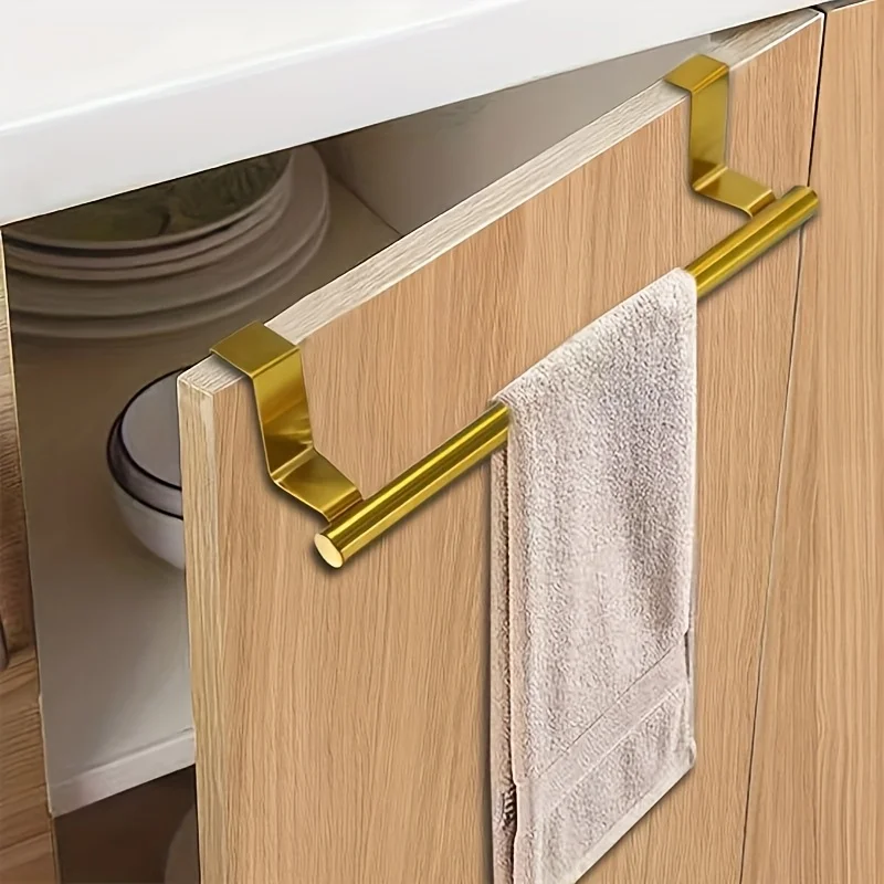 1pc Stainless Steel Towel Rod, Rustproof Single Bar for Bathroom Lavatory Bedroom, Heavy Duty, Adhesive/Drill Optional