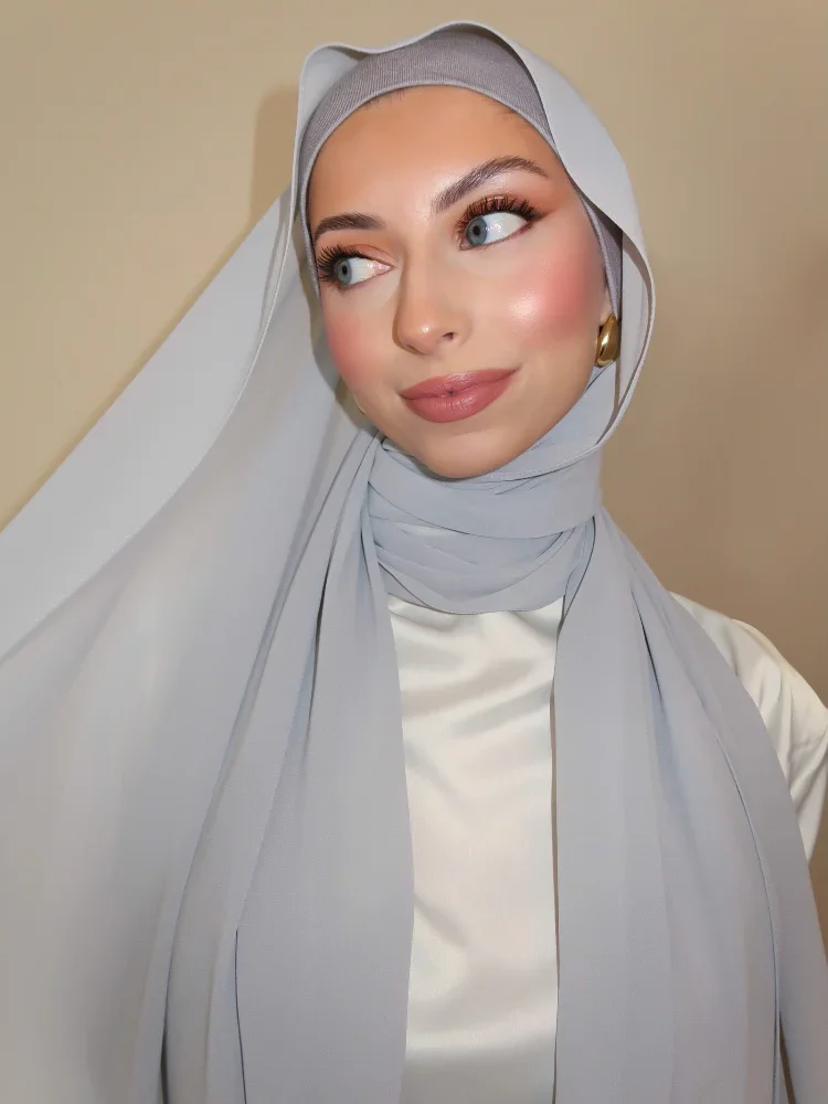 3 Delige Set Chiffon Hijab Bijpassende Send Hijab Tape Undercap Chiffon Sjaal Met Bijpassende Undersjaal Sjaals Voor Dames