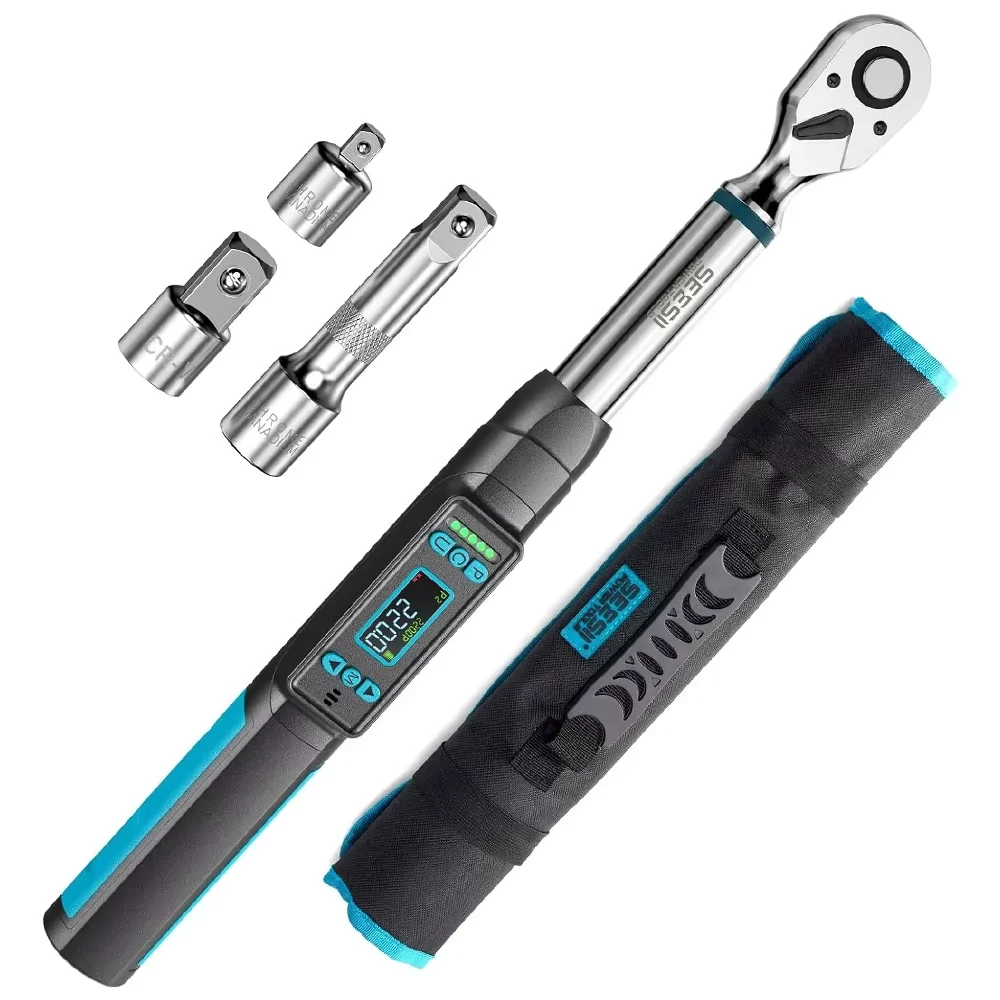 Seesii D2-Lite Digitaler Drehmomentschlüssel 3/8" - 220 Nm ±2% Genauigkeit LCD-Display Echtzeit- & Spitzenmodi Voreinstellung & Datenspeicherung Doppelalarm für Fahrrad & Auto