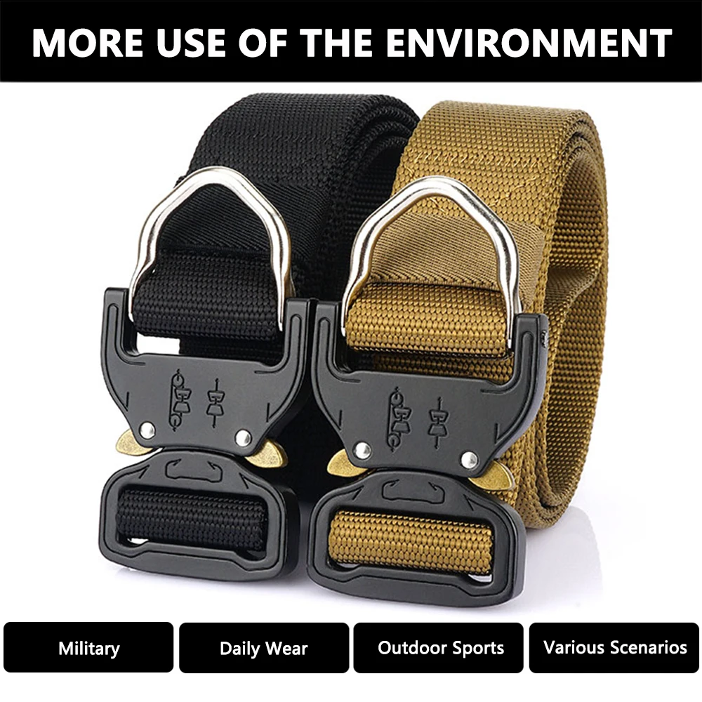 TUSHI Neue Taktische Gürtel Gewebt Langlebig Automatische Schnalle Männer Gürtel Armee Outdoor Jagd Multifunktionale Nylon Gürtel Mann Hosen Gürtel – Detail 2