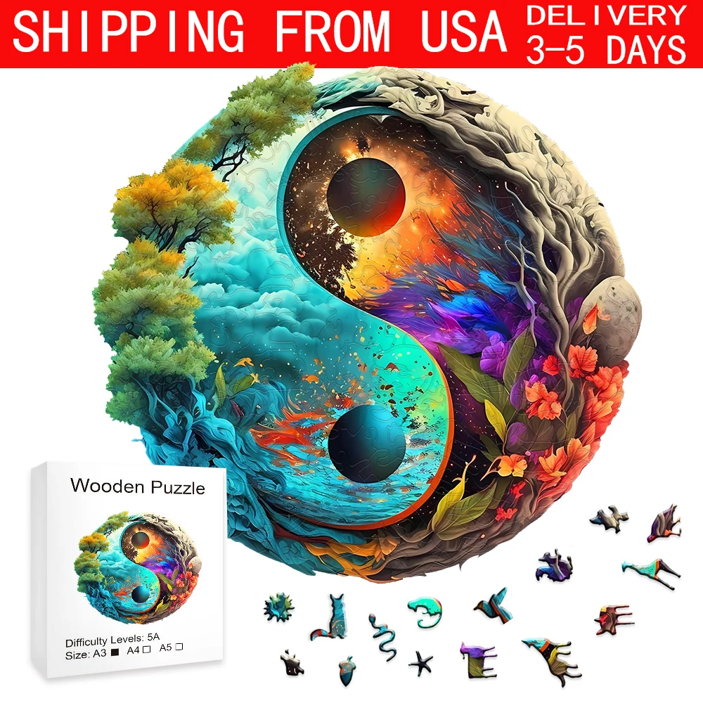 

Tai Chi Wooden Puzzle Ocean And Forest Puzzle Toys Home Decoration Painting Holiday Gifts Stress Relief Toys