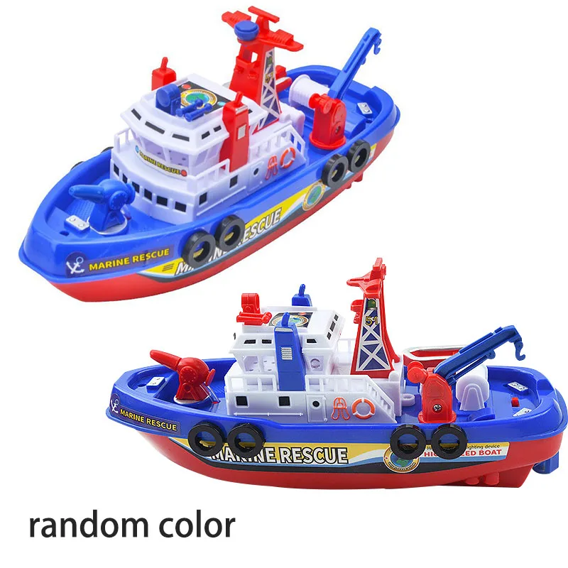 Children Can Spray Water Simulation Of The Sea Fire Boat Splashing Toy Male Ship Model Can Enter The Water Light Bath Zi Water